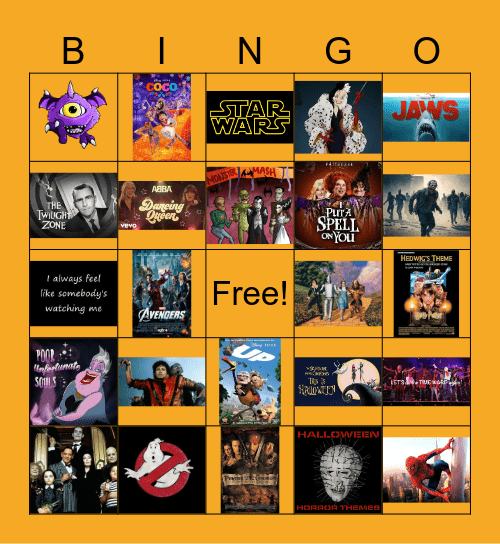 Halloween Music Bingo Card