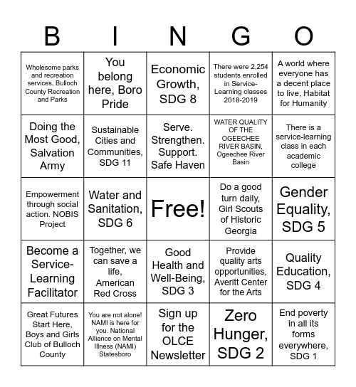 SiC BINGO Card