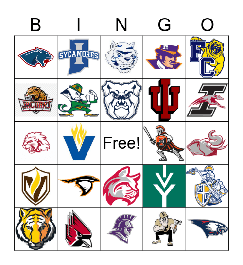 Indiana Colleges Bingo Card