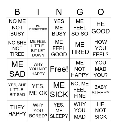 HOW + YOU RESPONSES Bingo Card