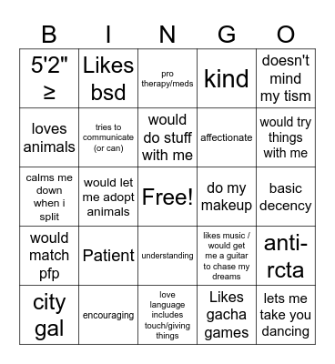 Are you chuu's type (healthy vers) Bingo Card