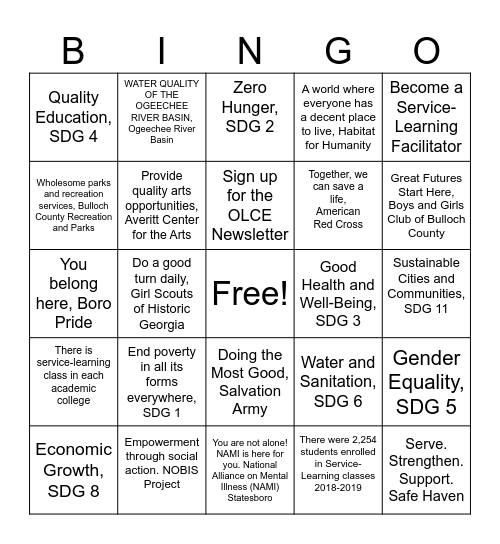 SiC Bingo Card