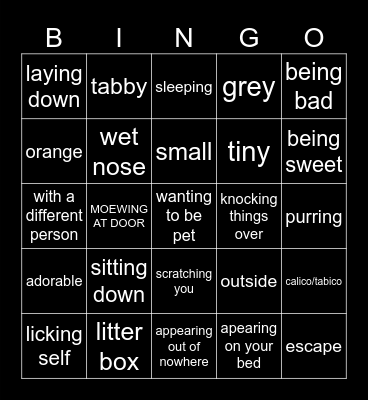 cat BINGO Card