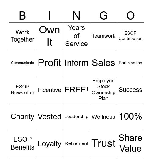 SYRACUSE LABEL ESOP BINGO Card