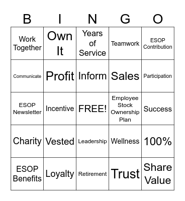 SYRACUSE LABEL ESOP BINGO Card