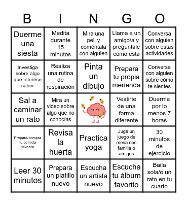 Salud mental Bingo Card