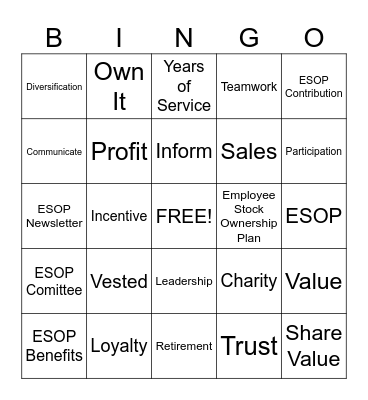 SYRACUSE LABEL ESOP BINGO Card