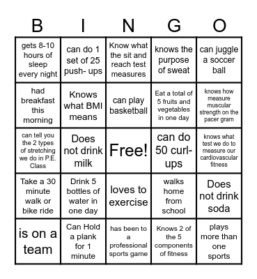 Find someone Bingo Card