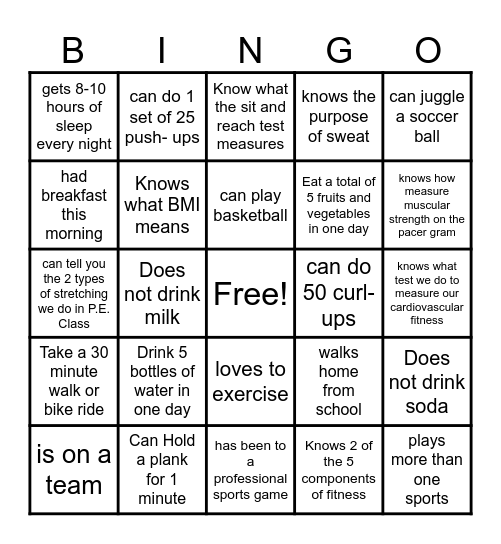 Find someone Bingo Card