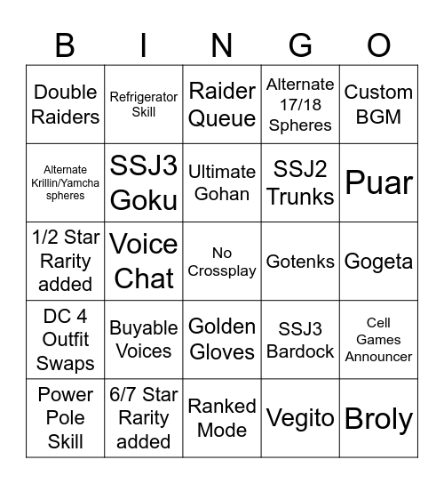 DBTB Season 4 Bingo Card