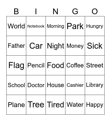 American Language Center Bingo Night Bingo Card