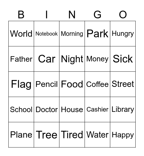 American Language Center Bingo Night Bingo Card