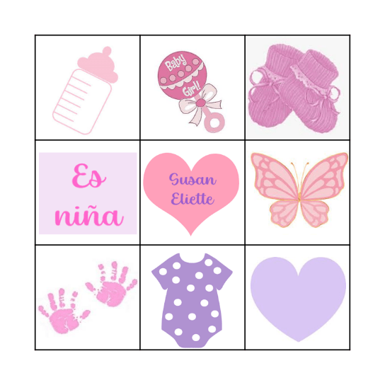 Baby Shower Susy Bingo Card