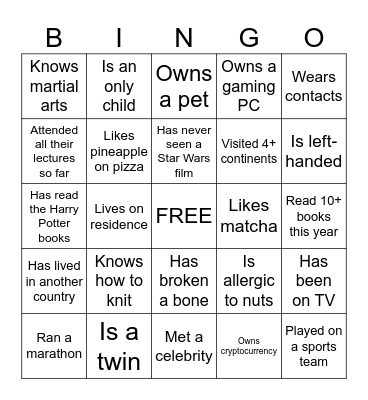 Ice Breaker Bingo Card