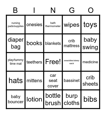 Baby Bear Bingo Card