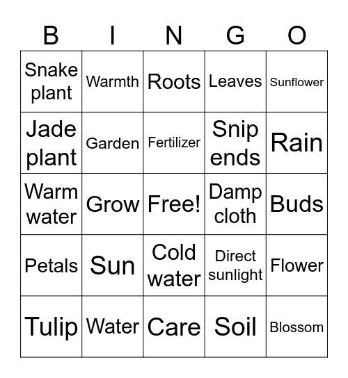 Plant Bingo Card