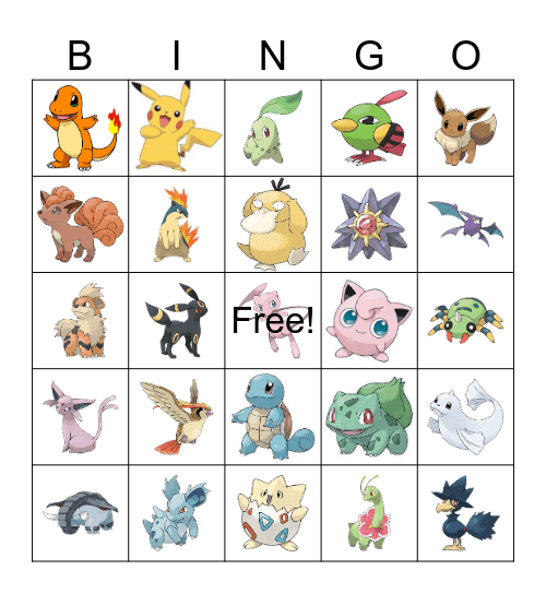 Pokemon Bingo Card