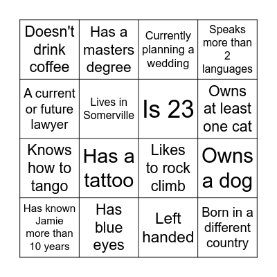 Hoku and Jamie's Engagement Party Bingo! Bingo Card