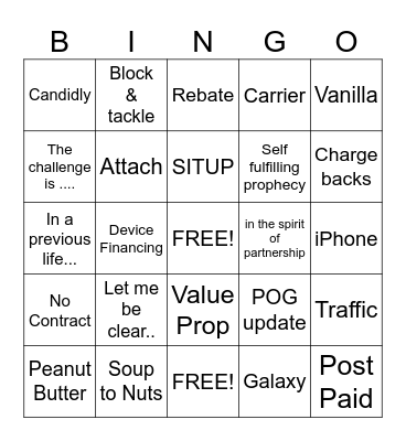 Corporate Bingo Card
