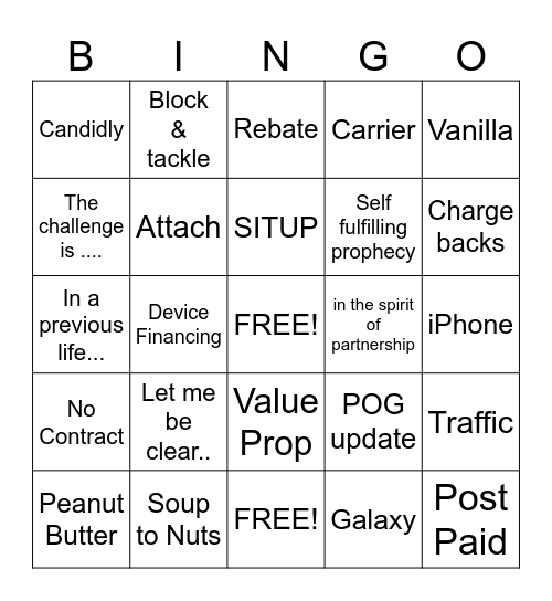 Corporate Bingo Card