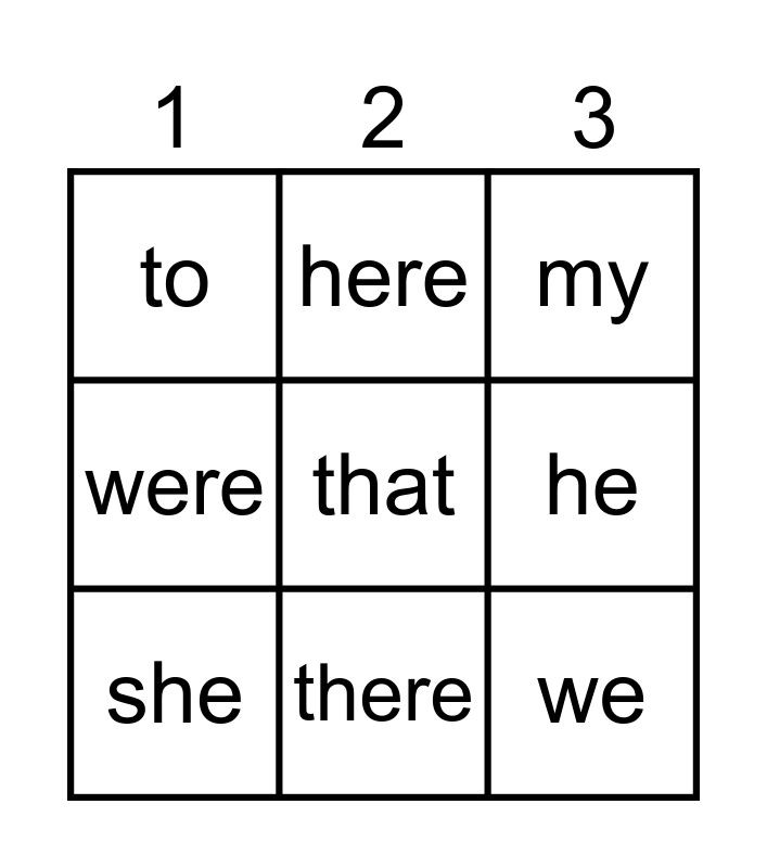 Focus Words 1 Bingo Card focus-words-1-bingo-card