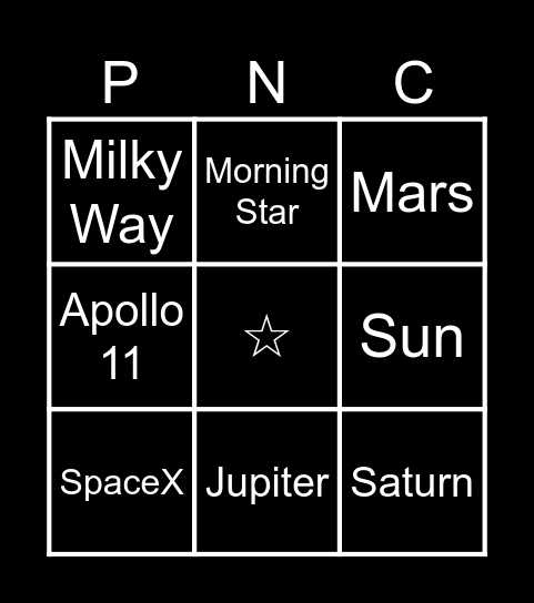 Space Bingo Card