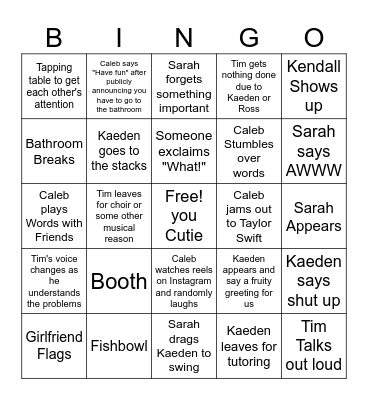 Ross's Bingo Board Bingo Card