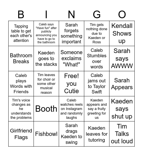 Ross's Bingo Board Bingo Card