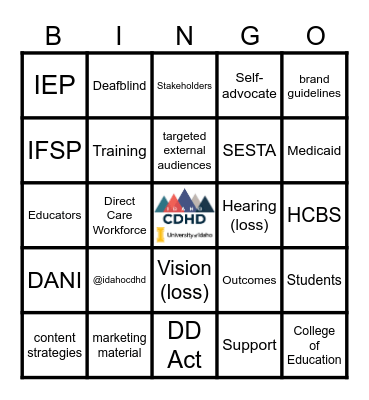 Center on Disabilities and Human Development Bingo Card