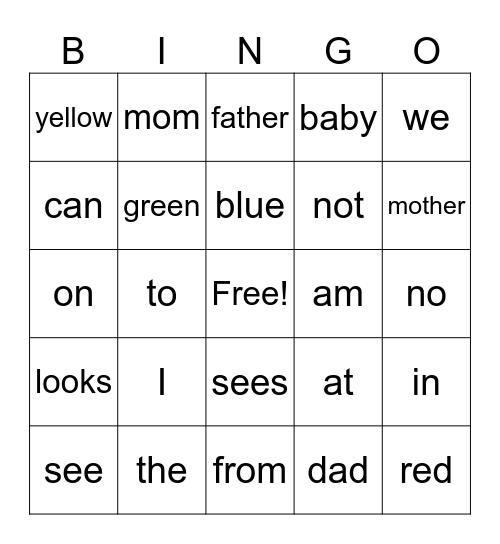SIGHT WORDS--1st 6W Bingo Card