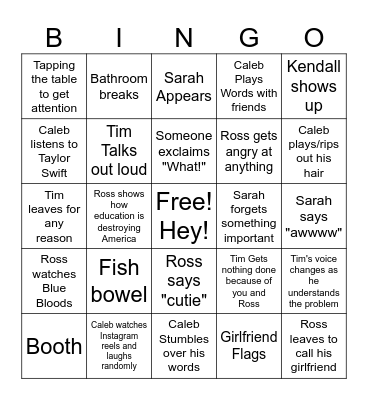 Kaeden's Board Bingo Card
