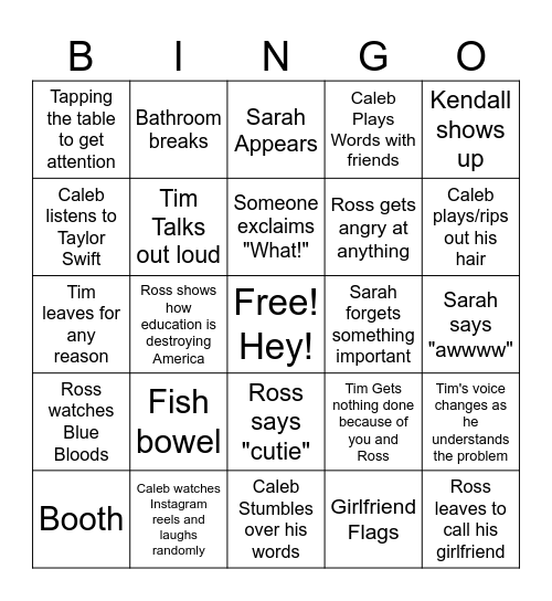 Kaeden's Board Bingo Card