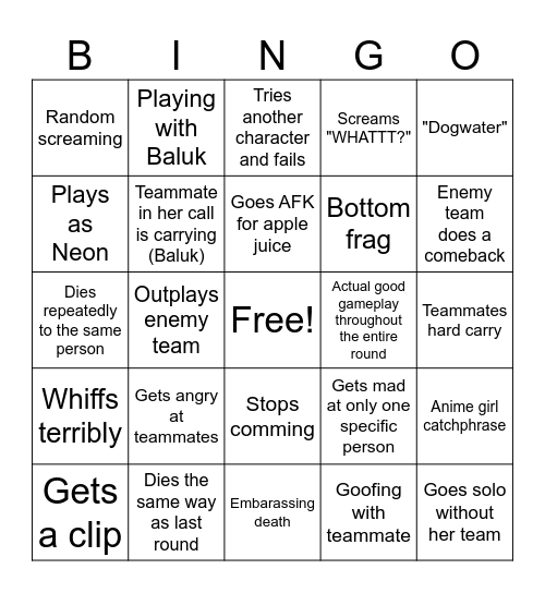 korzieeTV Livestream Bingo Card