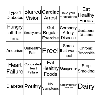 Health & Wellness Bingo Card