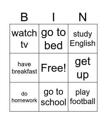 Routines Verbs Bingo Card