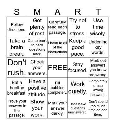 TEST STRATEGY BINGO Card