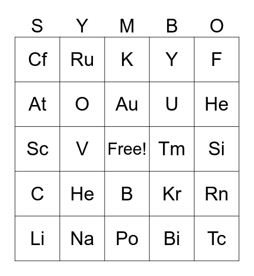 Symbo Card Bingo Card