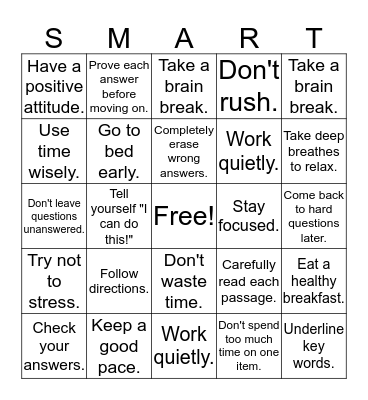 TEST STRATEGY BINGO Card
