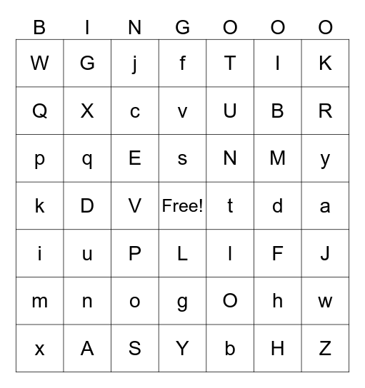 The Alphabet Bingo Card