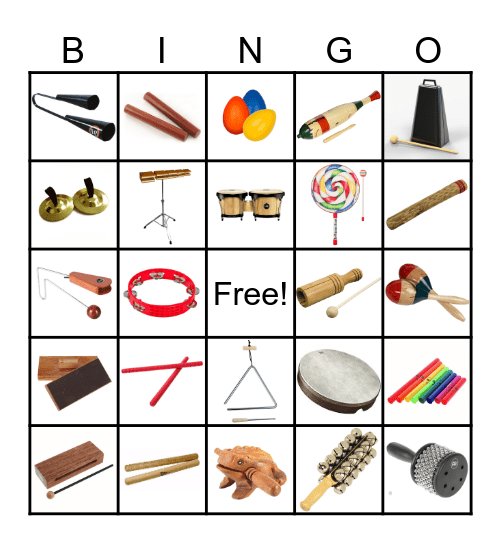 Percussion Bingo Card