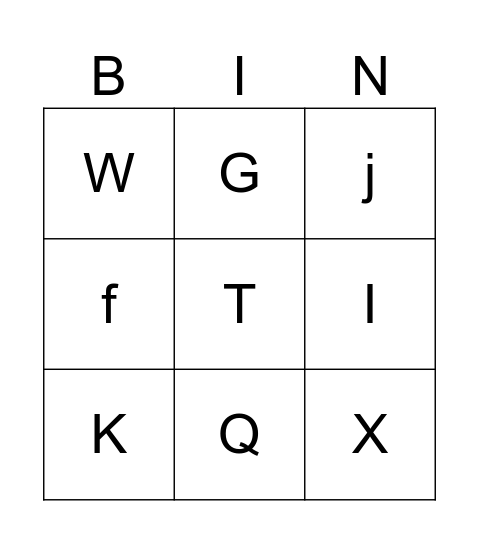 Short Bingo Card