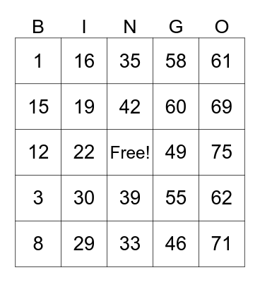 El Dorado Cantina Bingo Card
