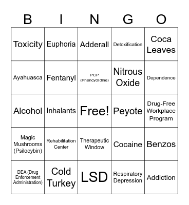 Dangerous Drugs Bingo Card