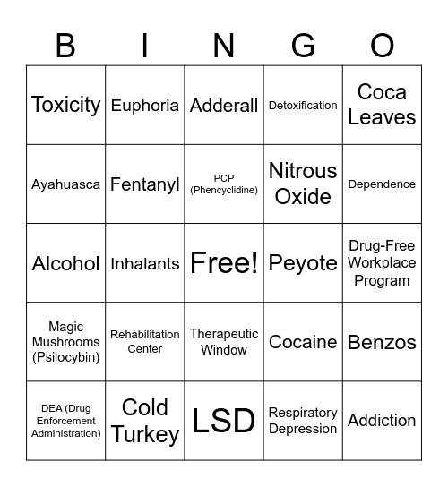 Dangerous Drugs Bingo Card