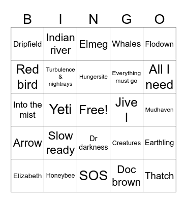 Goose west coast Bingo Card