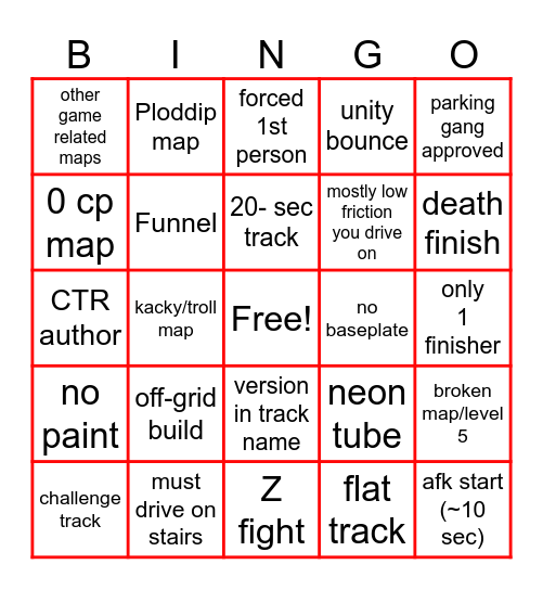 Zeepkist RTM Bingo v1 Bingo Card