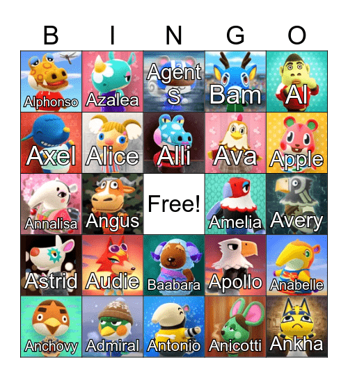 Animal Crossing: New Horizons Bingo Card