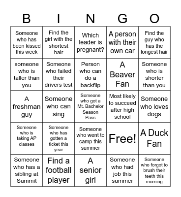 Summit Young Life KICK-OFF Bingo Card