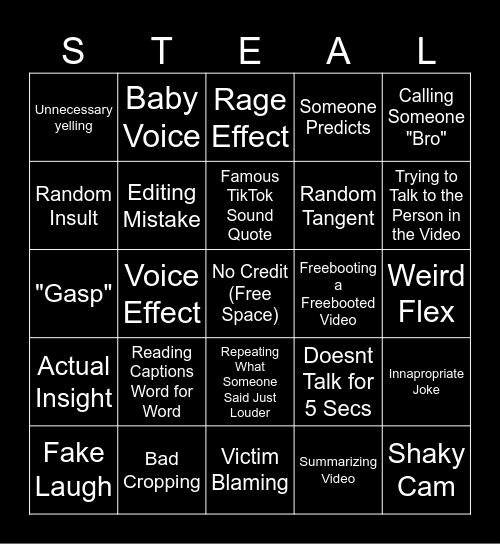 Sssniperwolf Bbbingo Card