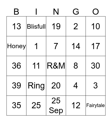 Wedding Bells Bingo Card